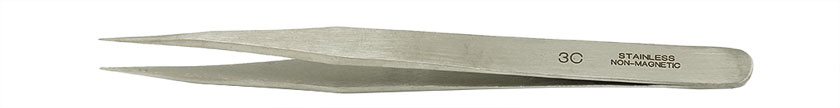 Value-Tec 3C.NM general purpose tweezers, style 3C, shorter, fine strong pointed tips, non-magnetic stainless steel